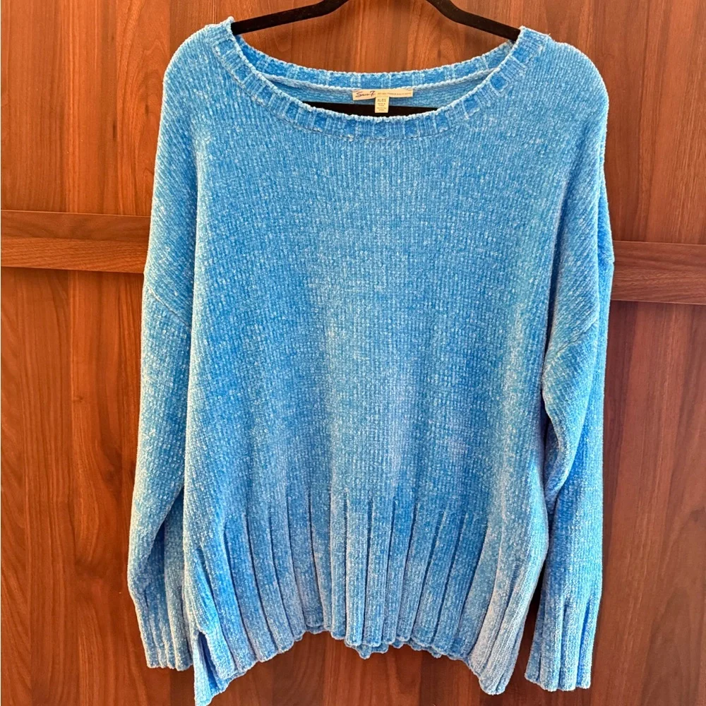 Seven7 Women's Sky Blue Crew Neck Sweater - Picture 3 of 4